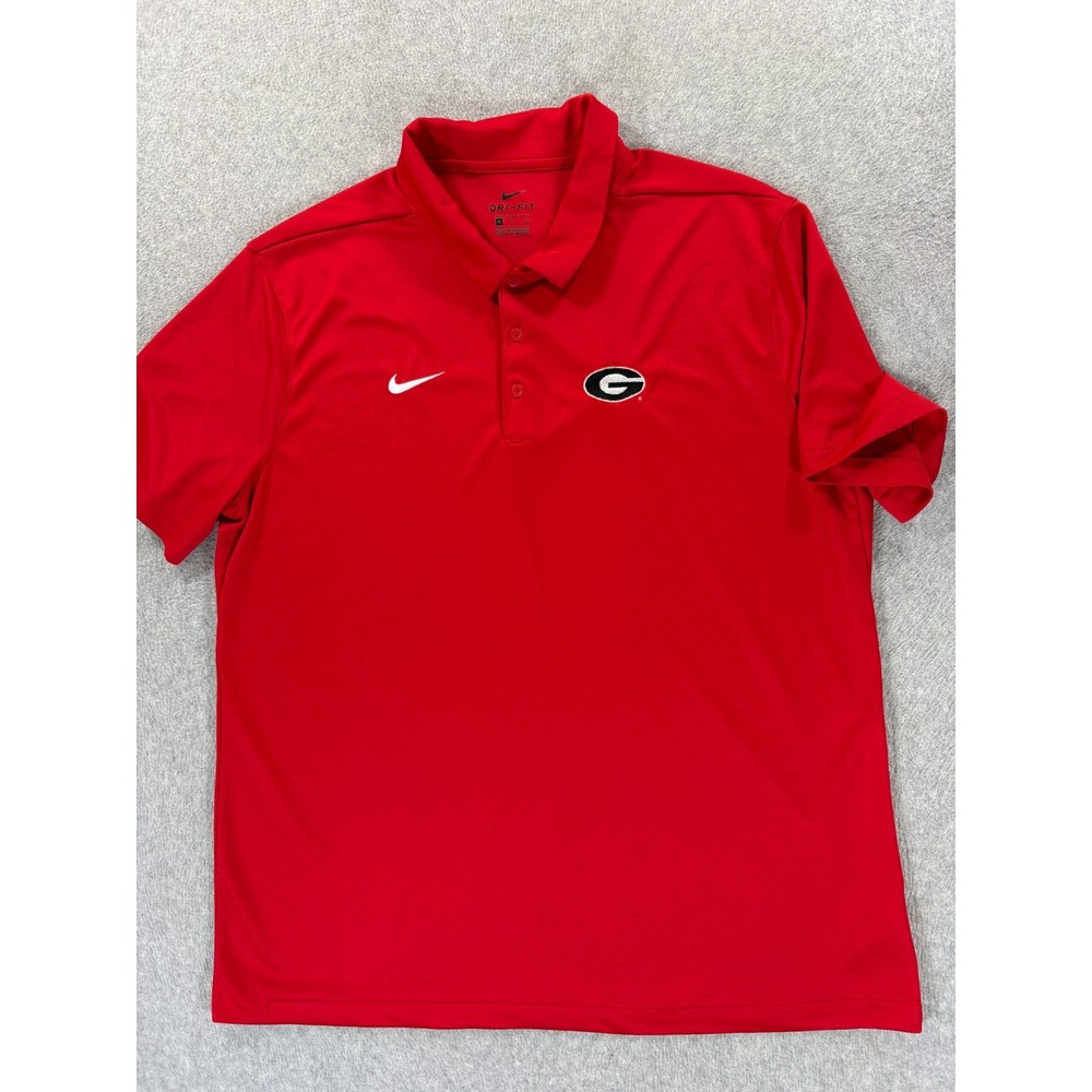 Georgia Bulldogs Stitched Logo Nike S/S Campus Polo Shirt (Men's XL) Red